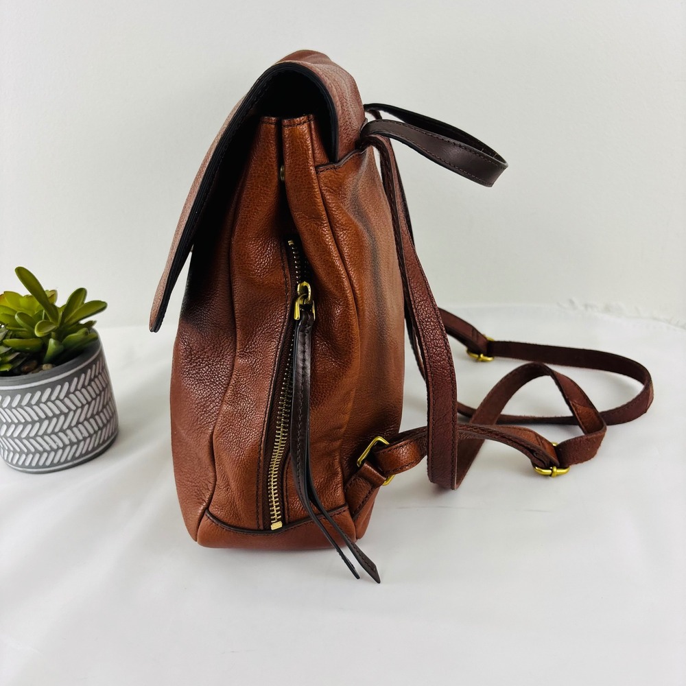 Fossil Claire Brandy Brown Leather Backpack Adjustable Straps - Picture 4 of 14